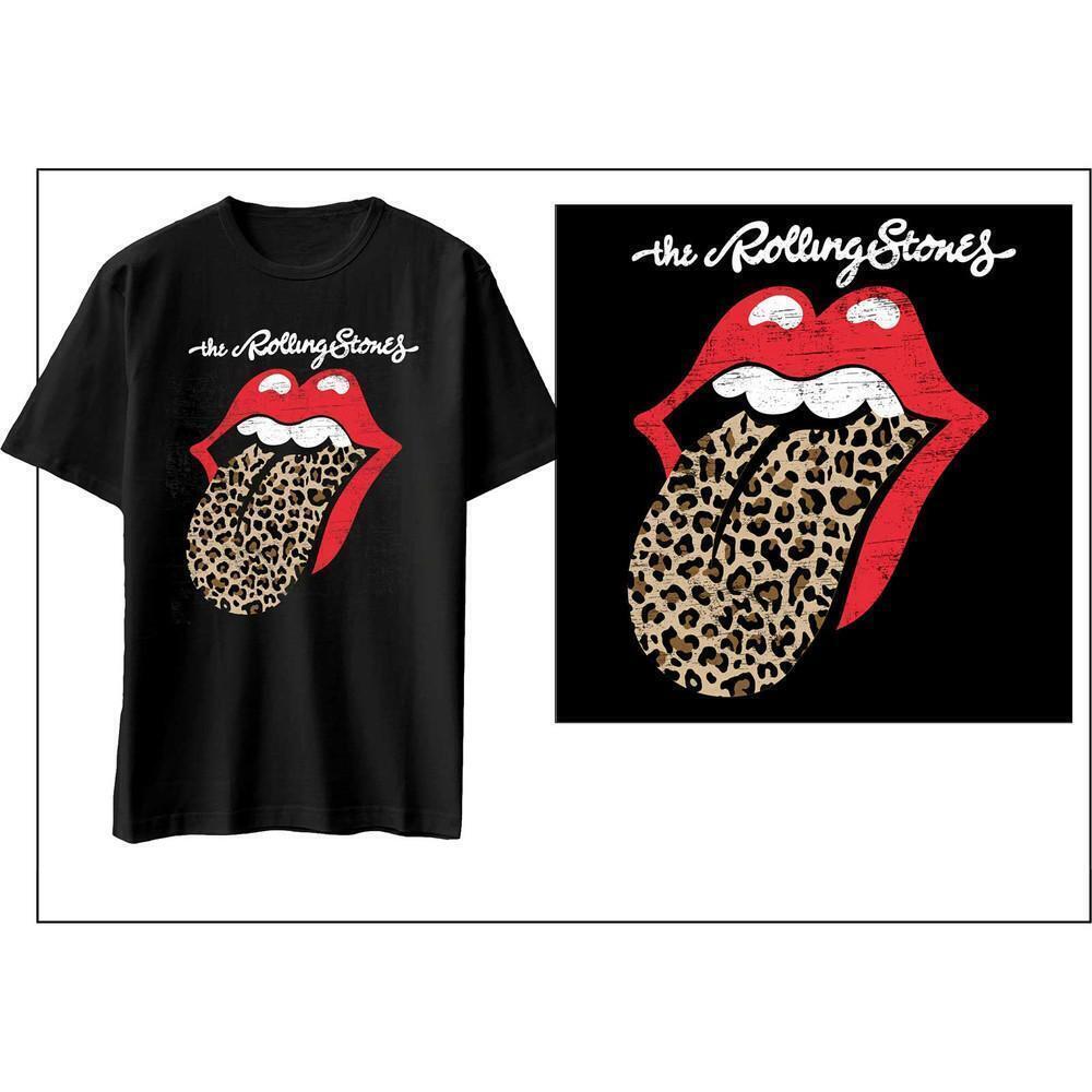 The Rolling Stones Unisex T Shirt Leopard Print Tongue